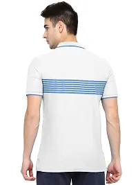 Stylish Cotton Blend White Striped Polos Neck Half Sleeves T-shirt For Men- Pack Of 1-thumb1