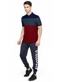 Stylish Cotton Blend Multicoloured Striped Polos Neck Half Sleeves T-shirt For Men- Pack Of 1-thumb3