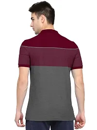 Stylish Cotton Blend Multicoloured Striped Polos Neck Half Sleeves T-shirt For Men- Pack Of 1-thumb1
