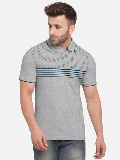 Stylish Cotton Blend Striped Polos Tees
