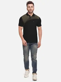 Stylish Cotton Blend Black Printed Polos Neck Half Sleeves T-shirt For Men- Pack Of 1-thumb2