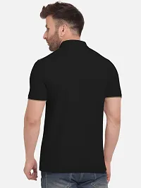 Stylish Cotton Blend Black Printed Polos Neck Half Sleeves T-shirt For Men- Pack Of 1-thumb3