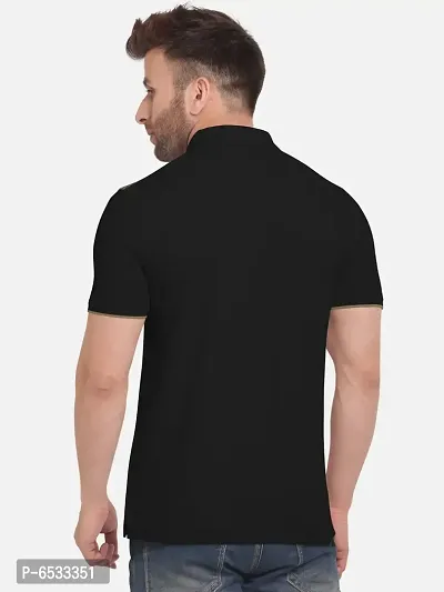Stylish Cotton Blend Black Printed Polos Neck Half Sleeves T-shirt For Men- Pack Of 1-thumb4