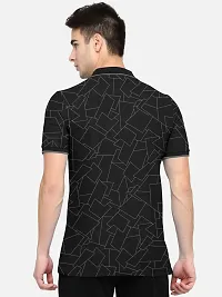 Stylish Cotton Blend Black Printed Polos Neck Half Sleeves T-shirt For Men- Pack Of 1-thumb2