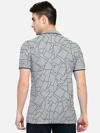 Stylish Cotton Blend Grey Printed Polos Neck Half Sleeves T-shirt For Men- Pack Of 1-thumb2