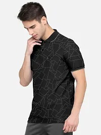Stylish Cotton Blend Black Printed Polos Neck Half Sleeves T-shirt For Men- Pack Of 1-thumb1