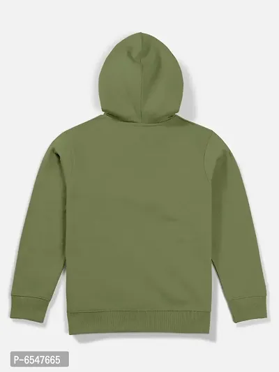 Elegant Green Fleece Printed Hoodie Sweatshirts For Boys-thumb2