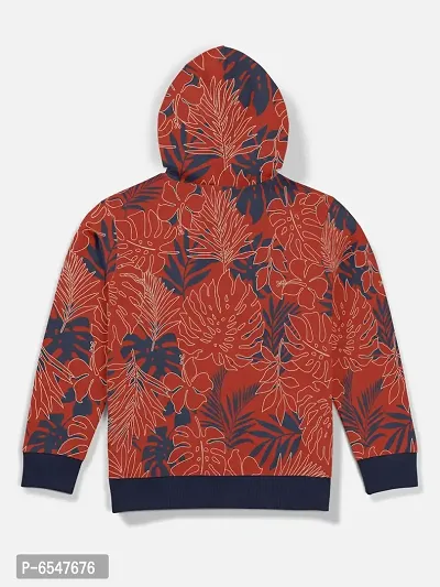Elegant Orange Fleece Printed Hoodie Sweatshirts For Boys-thumb2