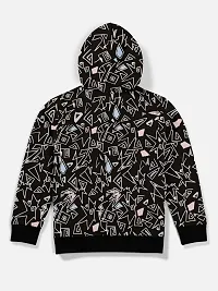 Elegant Black Fleece Printed Hoodie Sweatshirts For Boys-thumb1
