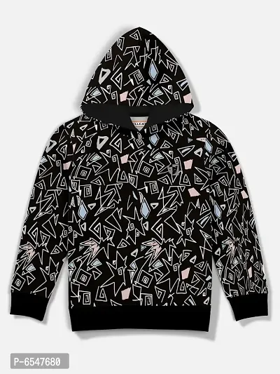 Elegant Black Fleece Printed Hoodie Sweatshirts For Boys-thumb0