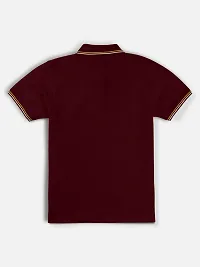 Stylish Maroon Polo Collar Neck Half Sleeve Printed T-shirt For Boys-thumb1