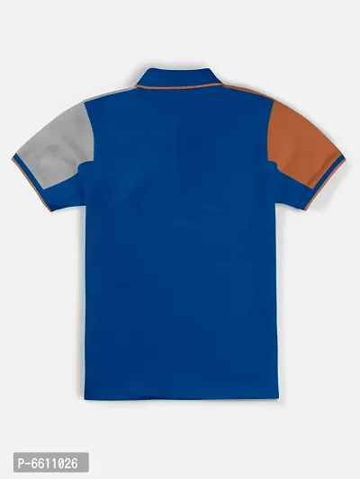 Stylish Blue Polo Collar Neck Half Sleeve Printed T-shirt For Boys-thumb2