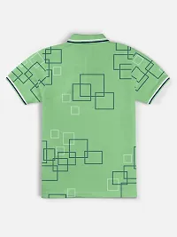 Stylish Green Polo Collar Neck Half Sleeve Printed T-shirt For Boys-thumb1