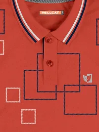 Stylish Orange Polo Collar Neck Half Sleeve Printed T-shirt For Boys-thumb2
