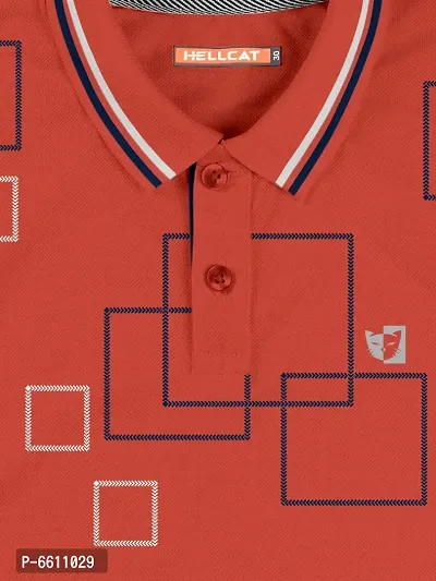 Stylish Orange Polo Collar Neck Half Sleeve Printed T-shirt For Boys-thumb3