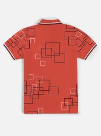 Stylish Orange Polo Collar Neck Half Sleeve Printed T-shirt For Boys-thumb1