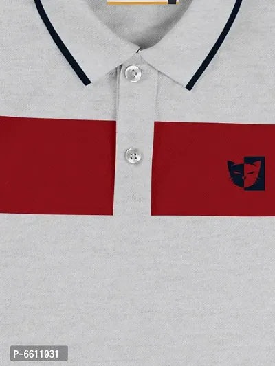 Stylish Beige Polo Collar Neck Half Sleeve Printed T-shirt For Boys-thumb3