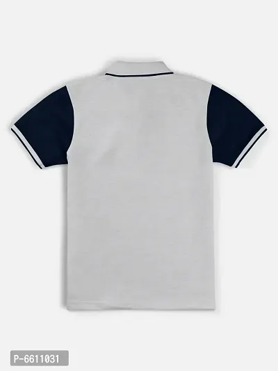 Stylish Beige Polo Collar Neck Half Sleeve Printed T-shirt For Boys-thumb2