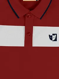 Stylish Maroon Polo Collar Neck Half Sleeve Printed T-shirt For Boys-thumb2