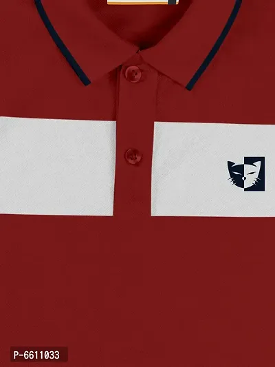 Stylish Maroon Polo Collar Neck Half Sleeve Printed T-shirt For Boys-thumb3