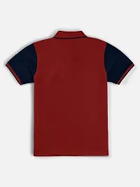 Stylish Maroon Polo Collar Neck Half Sleeve Printed T-shirt For Boys-thumb1