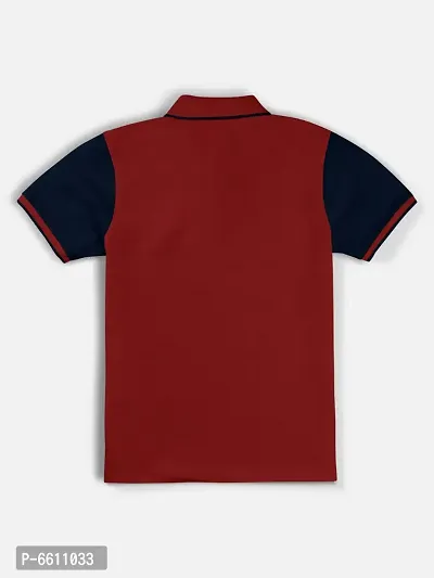 Stylish Maroon Polo Collar Neck Half Sleeve Printed T-shirt For Boys-thumb2