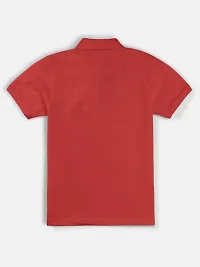 Stylish Orange Polo Collar Neck Half Sleeve Printed T-shirt For Boys-thumb1