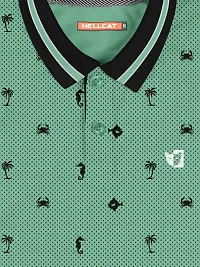 Stylish Green Polo Collar Neck Half Sleeve Printed T-shirt For Boys-thumb2