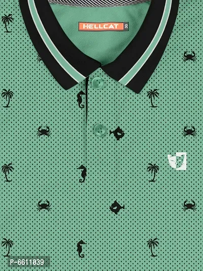 Stylish Green Polo Collar Neck Half Sleeve Printed T-shirt For Boys-thumb3