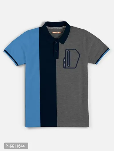 Stylish Multicoloured Polo Collar Neck Half Sleeve Printed T-shirt For Boys