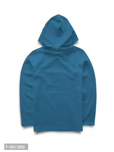 Stylish Blue Printed Hooded Full Sleeve T-shirt For Boys-thumb2