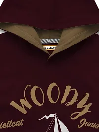 Stylish Maroon Printed Hooded Full Sleeve T-shirt For Boys-thumb2