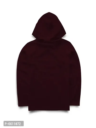 Stylish Maroon Printed Hooded Full Sleeve T-shirt For Boys-thumb2