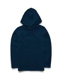Stylish Navy Blue Printed Hooded Full Sleeve T-shirt For Boys-thumb1