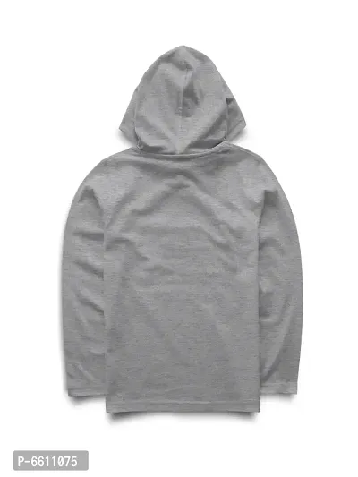 Stylish Grey Printed Hooded Full Sleeve T-shirt For Boys-thumb2