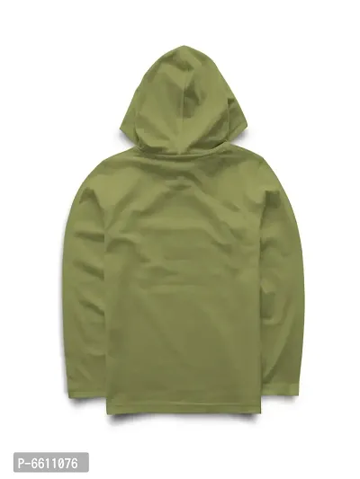 Stylish Green Printed Hooded Full Sleeve T-shirt For Boys-thumb2