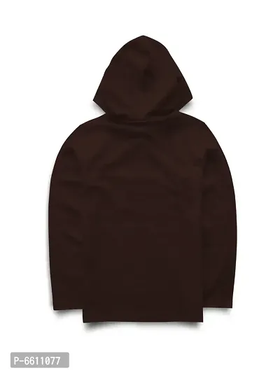Stylish Brown Printed Hooded Full Sleeve T-shirt For Boys-thumb2