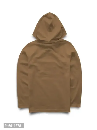 Stylish Khaki Printed Hooded Full Sleeve T-shirt For Boys-thumb2