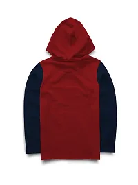 Stylish Red Printed Hooded Full Sleeve T-shirt For Boys-thumb1