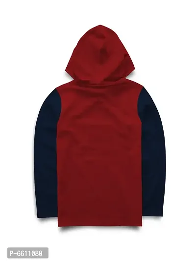 Stylish Red Printed Hooded Full Sleeve T-shirt For Boys-thumb2