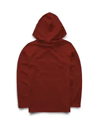 Stylish Maroon Printed Hooded Full Sleeve T-shirt For Boys-thumb1