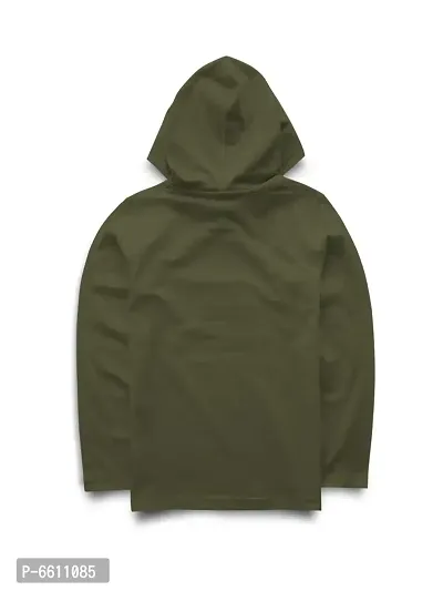 Stylish Green Printed Hooded Full Sleeve T-shirt For Boys-thumb2