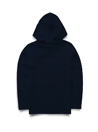 Stylish Navy Blue Printed Hooded Full Sleeve T-shirt For Boys-thumb1