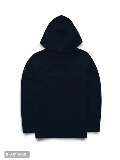 Stylish Navy Blue Printed Hooded Full Sleeve T-shirt For Boys-thumb2