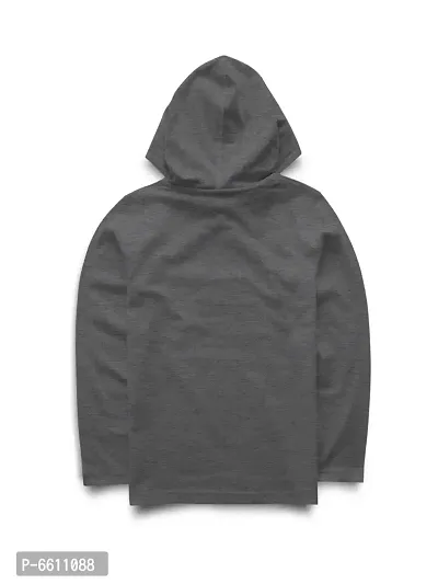 Stylish Grey Printed Hooded Full Sleeve T-shirt For Boys-thumb2