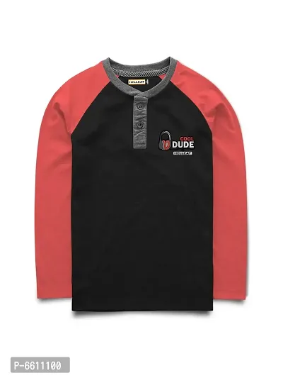 Stylish Black Printed Full Sleeve T-shirt For Boys-thumb0