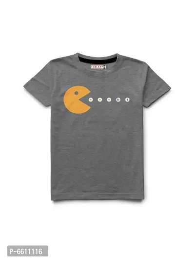 Stylish Grey Printed Half Sleeve T-shirt For Boys