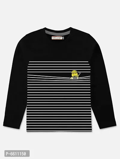 Stylish Black Round Neck Full Sleeve T-shirt For Boys