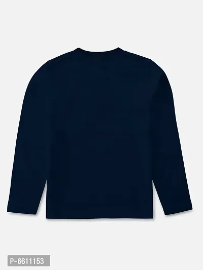 Stylish Navy Blue Round Neck Full Sleeve T-shirt For Boys-thumb2