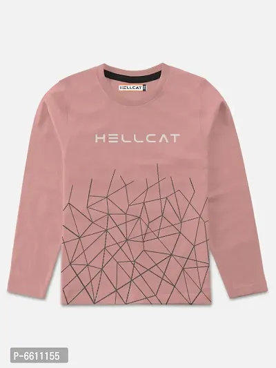 Stylish Pink Round Neck Full Sleeve T-shirt For Boys